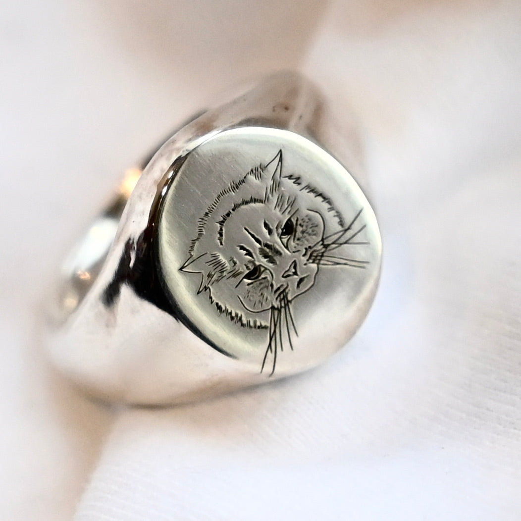 Custom Pet Portrait Signet Ring