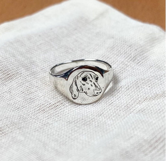 Custom Pet Portrait Signet Ring