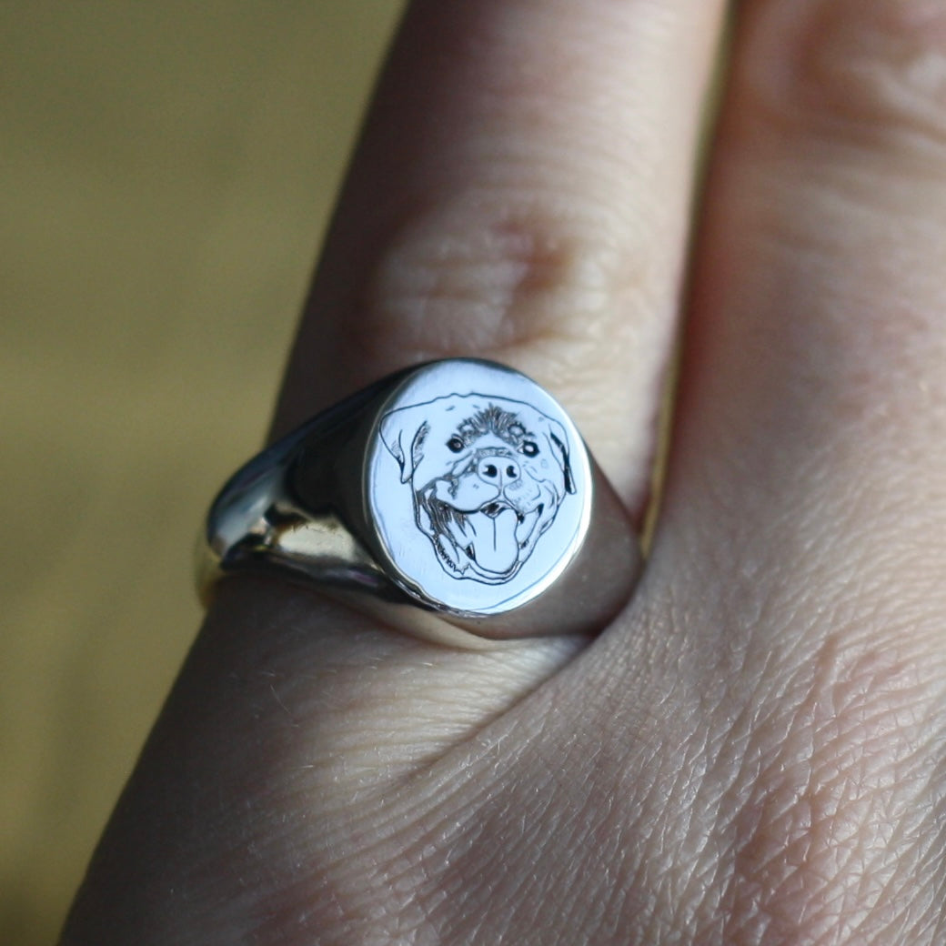 Custom Pet Portrait Signet Ring